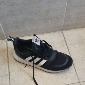 Adidas Black and White Sneakers with Signature Stripes